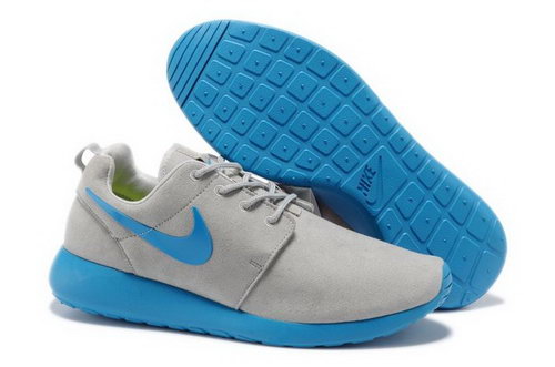 Online Nike Roshe Mens Running Shoes Wool Skin Hot Sale Grey Blue Low Price